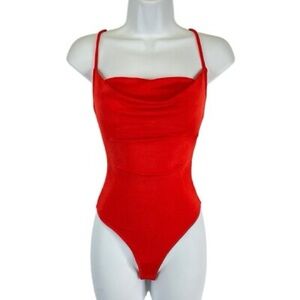Free People Cowls in The Club Bodysuit Red Women’s Size XS Thong